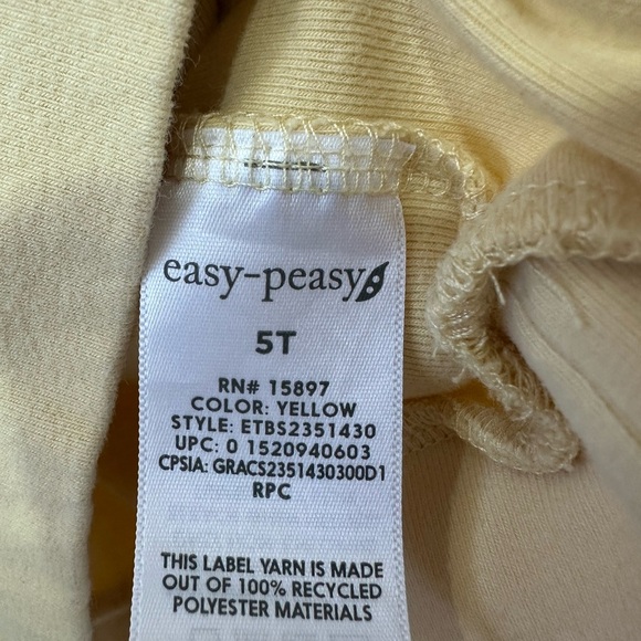 Easy - Peasy Boy’s Light Yellow Short Sleeve Hoodie  - 5t - Picture 7 of 8